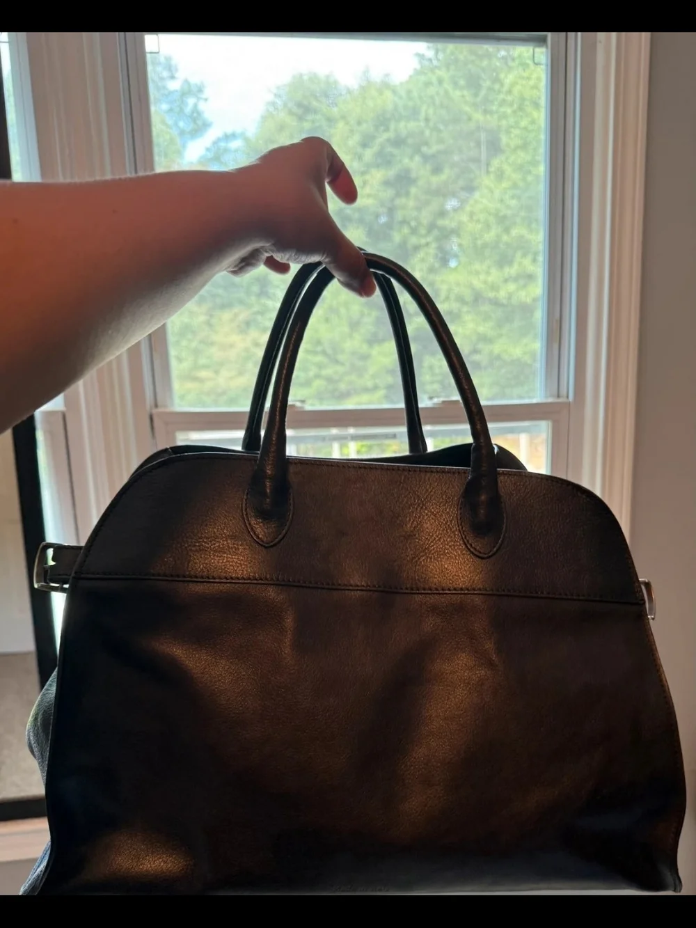 Pratesi Firenze Black Leather Handbag. Made i  Italy.